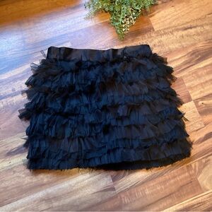 Thread Social Size 8 Black Silk Tiered Mini Skirt